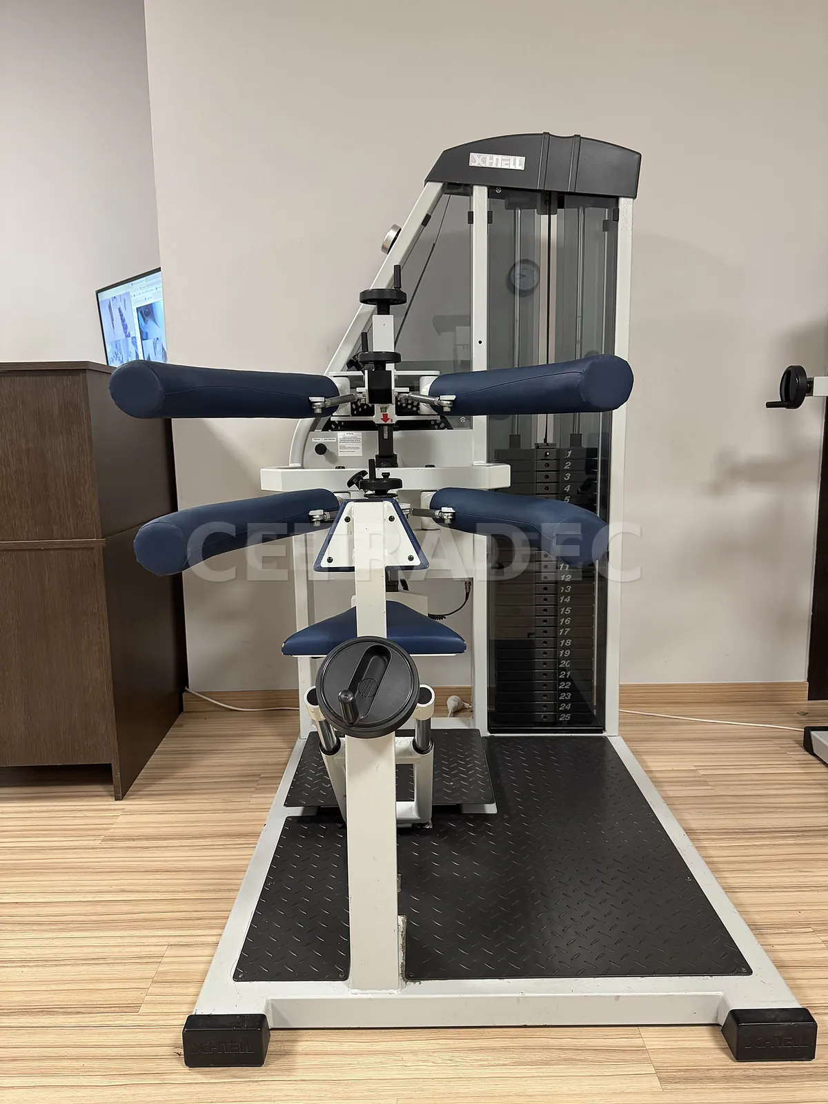 Máquina Schnell 4back Premium Lateral-Flexion para trabajar la musculatura lateral del tronco, vista frontal
